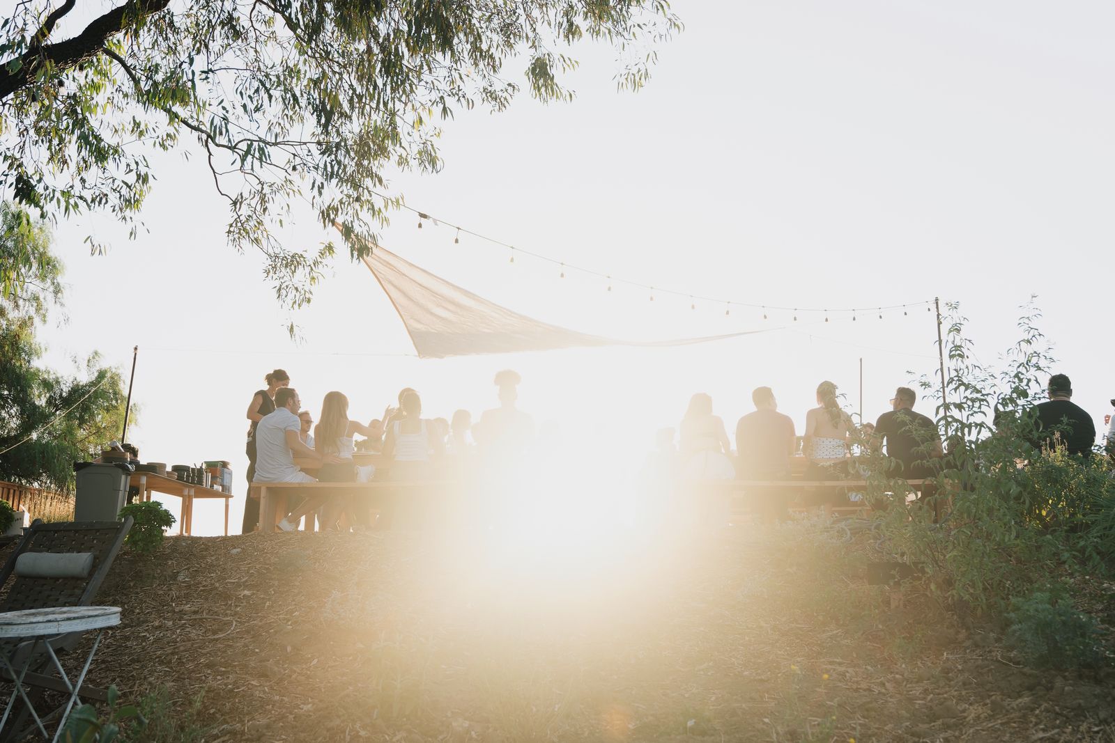 Guests, fire and the long table at the Rosalynn Summer Series dinner on 8 August 2026