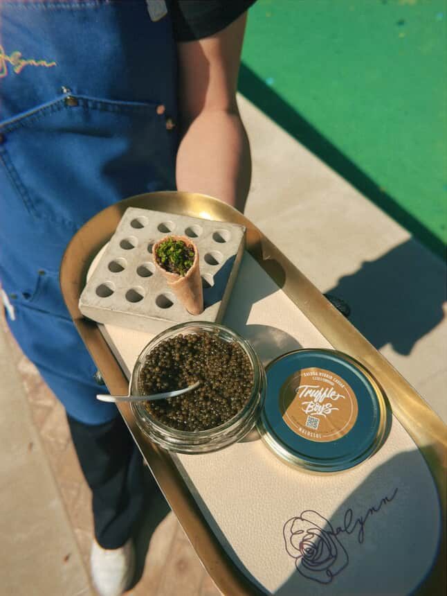 Caviar service at an outdoor celebration