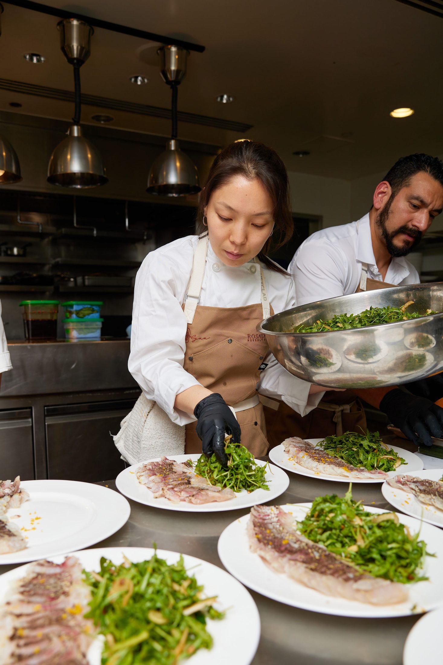 Plating the line at Rosalynn Beverly Hills