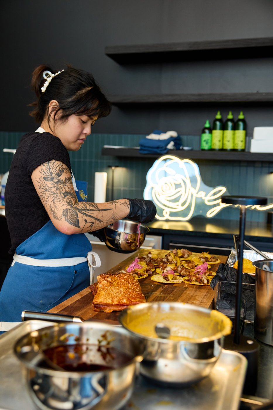 Rosalynn chef cooking at the counter