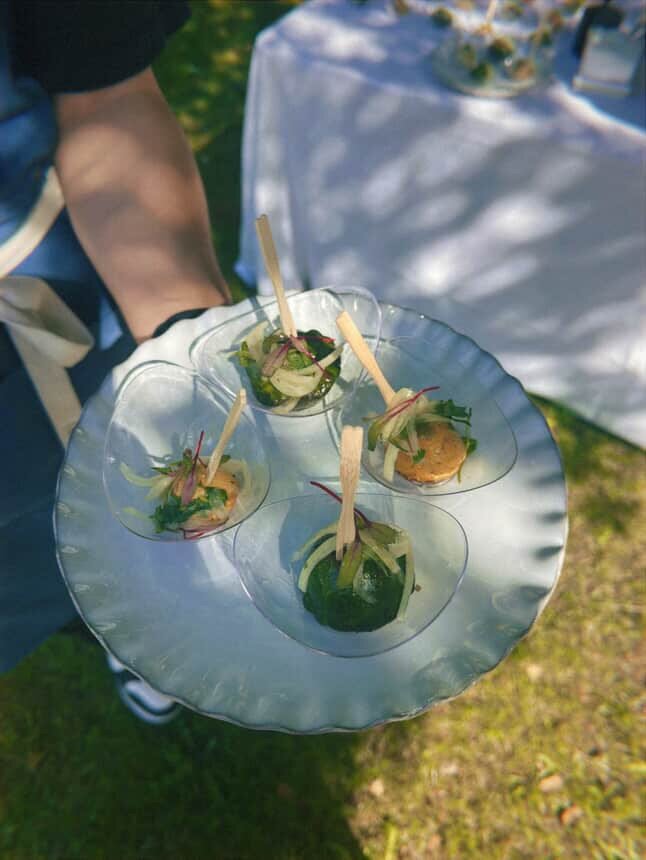 Passed canapés in the garden