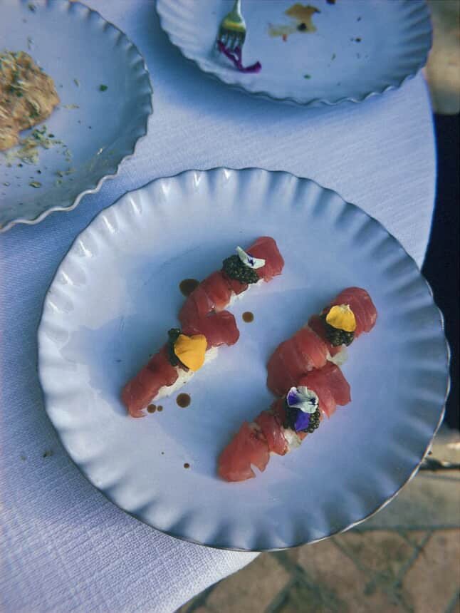 Tuna crudo with citrus and flowers